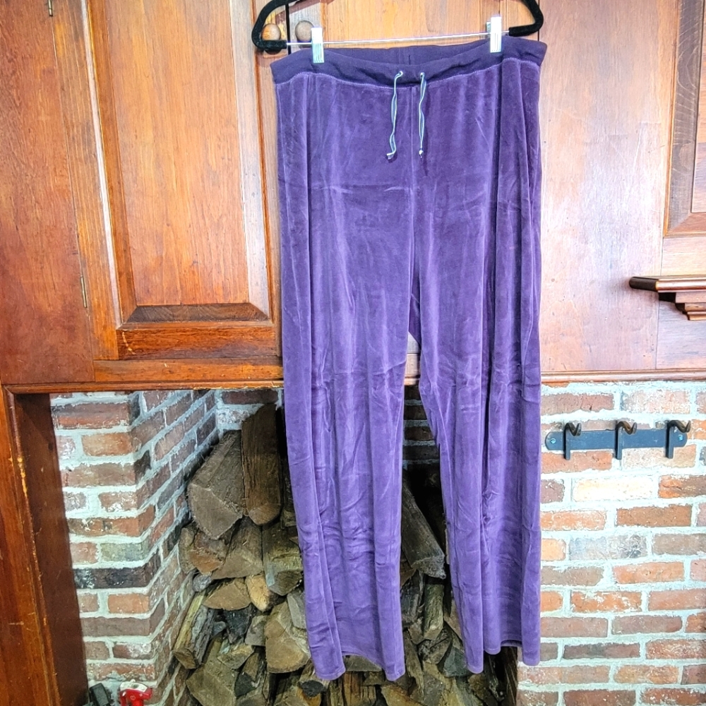 Lord & Taylor Purple Velour Velvet Drawstring Pull-On Pants - XL